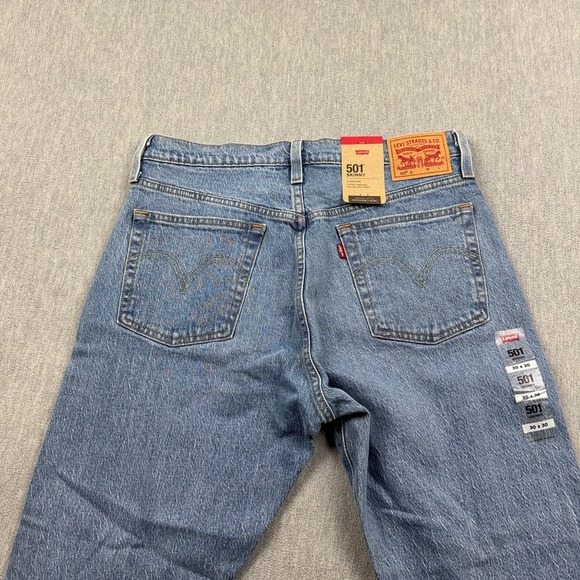 Levis 501 Jeans Womens 30X30 Blue Skinny Denim Button Fly Distressed Raw Hem NWT - Picture 12 of 14